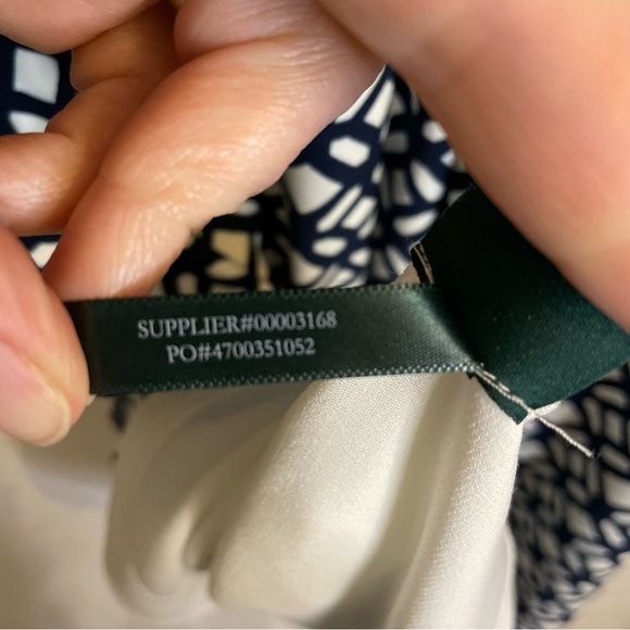 LAUREN RALPH LAUREN Women’s Navy White Geometric Midi Sheath Dress Size 8 - Picture 11 of 12